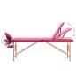 vidaXL Camilla de masaje plegable 3 zonas madera rosa vidaXL Camilla de masaje plegable 3 zonas madera rosa