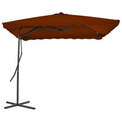 vidaXL Sombrilla de jardín con palo de acero terracota 250x250x230 cm