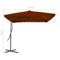 vidaXL Sombrilla de jardín con palo de acero terracota 250x250x230 cm
