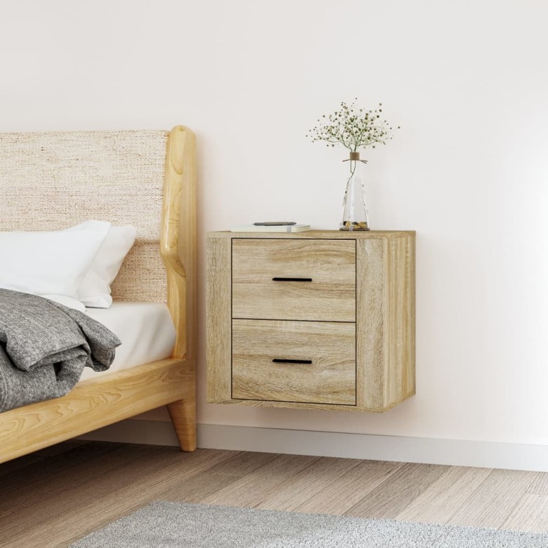 vidaXL Mesita de noche de pared color roble Sonoma 50x36x47 cm vidaXL Mesita de noche de pared color roble Sonoma 50x36x47 cm