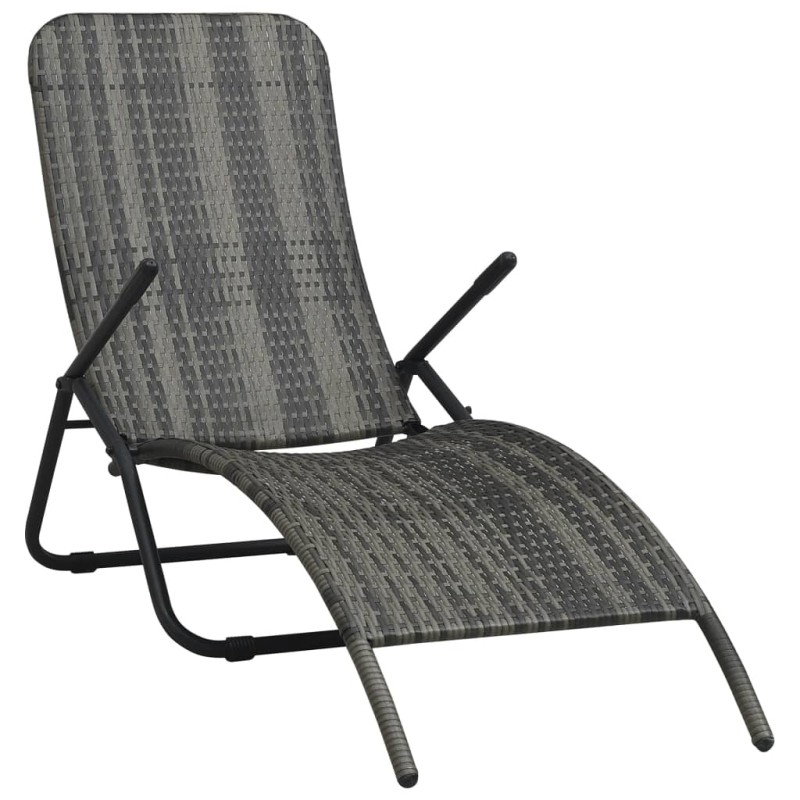 vidaXL Tumbona plegable de ratán sintético gris vidaXL Tumbona plegable de ratán sintético gris