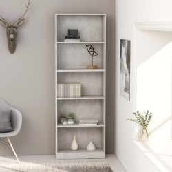 vidaXL Estantería de 5 niveles contrachapada gris hormigón 60x24x175cm