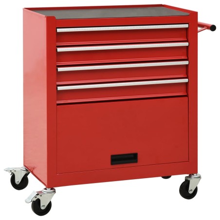 vidaXL Carro para herramientas con 4 cajones acero rojo