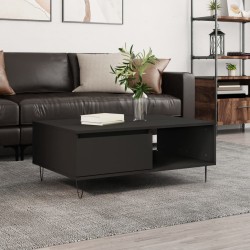vidaXL Mesa de centro madera de ingeniería negro 90x60x35 cm