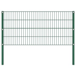 vidaXL Panel de valla con postes hierro verde 1,7x0,8 m