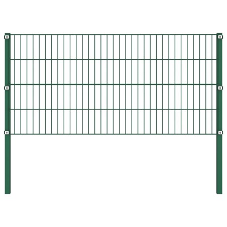vidaXL Panel de valla con postes hierro verde 1,7x0,8 m