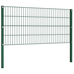 vidaXL Panel de valla con postes hierro verde 1,7x0,8 m