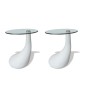 vidaXL Mesa de centro superficie redonda vidrio blanco brillante 2 uds vidaXL Mesa de centro superficie redonda vidrio blanco brillante 2 uds