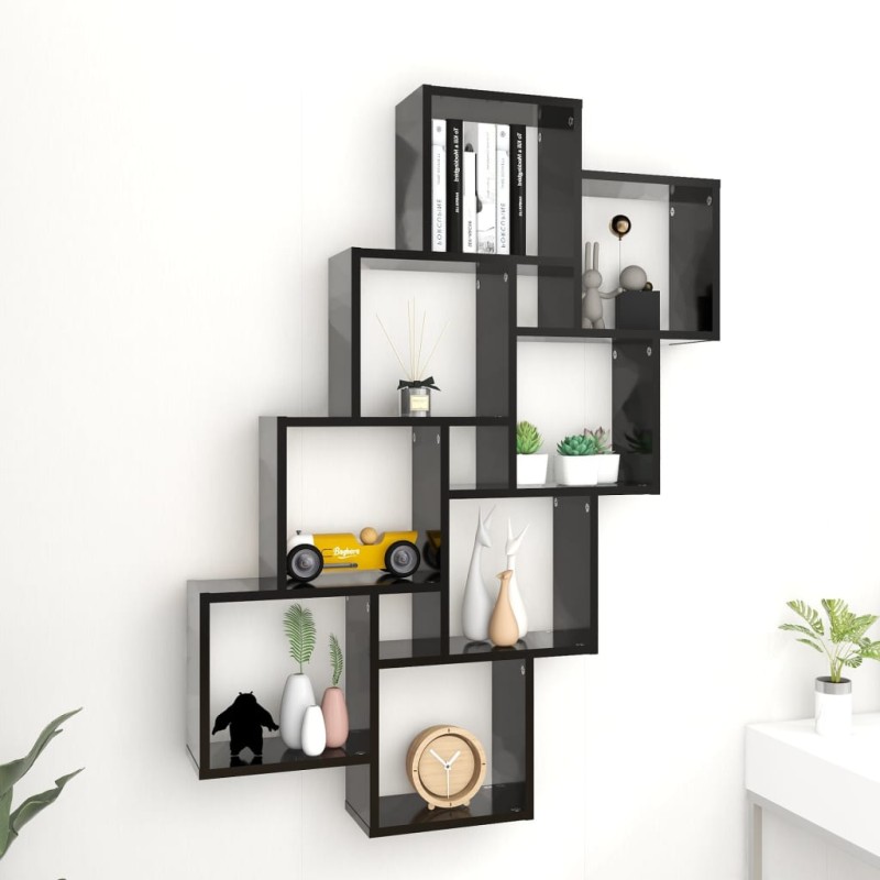 vidaXL Estante cubo de pared madera contrachapada negro 90x15x119 cm vidaXL Estante cubo de pared madera contrachapada negro 90x15x119 cm