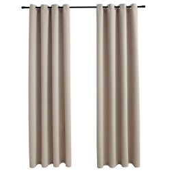 vidaXL Cortinas opacas con anillas de metal 2 uds beige 140x225 cm