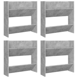 vidaXL Zapateros de pared 4 uds contrachapada gris hormigón 60x18x60cm