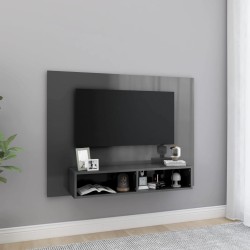 vidaXL Mueble TV de pared contrachapado gris brillante 120x23,5x90 cm