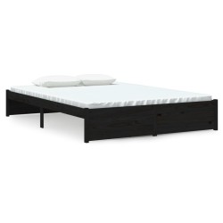 vidaXL Estructura de cama de madera maciza negro 140x190 cm