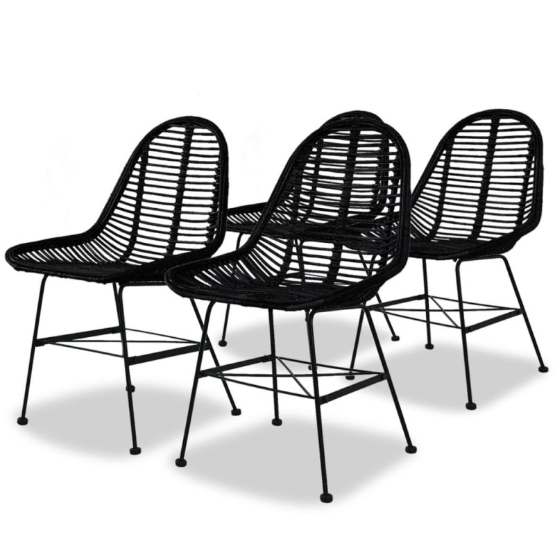 vidaXL Sillas de comedor 4 unidades de ratán natural negro vidaXL Sillas de comedor 4 unidades de ratán natural negro