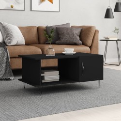 vidaXL Mesa de centro madera contrachapada negro 90x50x40 cm
