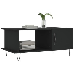 vidaXL Mesa de centro madera contrachapada negro 90x50x40 cm