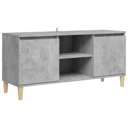 vidaXL Mueble de TV patas madera maciza gris hormigón 103,5x35x50 cm