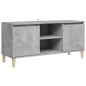 vidaXL Mueble de TV patas madera maciza gris hormigón 103,5x35x50 cm