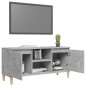 vidaXL Mueble de TV patas madera maciza gris hormigón 103,5x35x50 cm