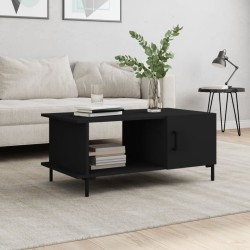 vidaXL Mesa de centro madera contrachapada negro 90x50x40 cm