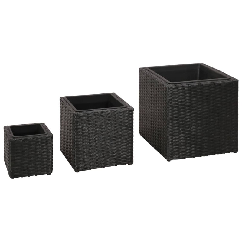 vidaXL Conjunto de arriates de ratán sintético negro 3 piezas vidaXL Conjunto de arriates de ratán sintético negro 3 piezas
