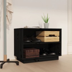 vidaXL Armario zapatero de madera maciza de pino negro 60x34x45 cm