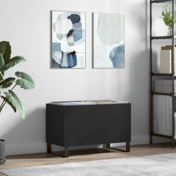 vidaXL Mueble para discos madera contrachapada negro 74,5x38x48 cm