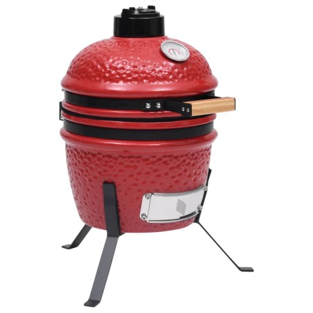 vidaXL 2 en 1 Barbacoa ahumadora Kamado de cerámica rojo 56 cm