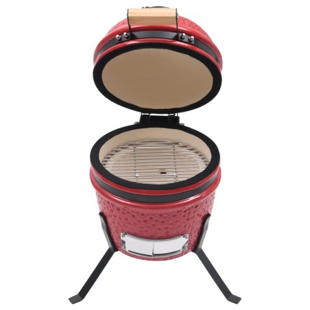 vidaXL 2 en 1 Barbacoa ahumadora Kamado de cerámica rojo 56 cm
