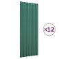 vidaXL Paneles de tejado 12 unidades acero recubierto verde 100x36 cm