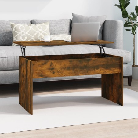 vidaXL Mesa de centro contrachapada roble ahumado 102x50,5x52,5 cm