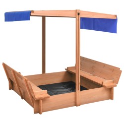 vidaXL Arenero con techo de madera de abeto 112x112x112 cm