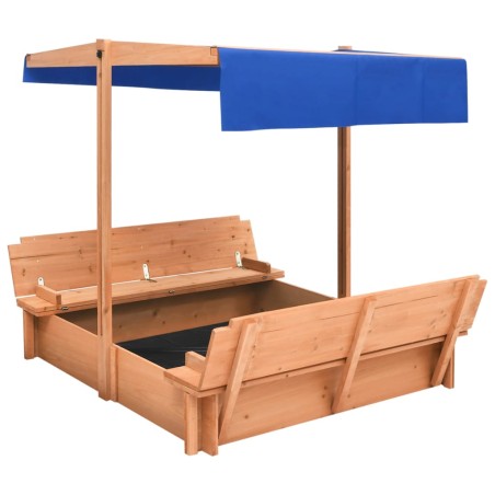 vidaXL Arenero con techo de madera de abeto 112x112x112 cm
