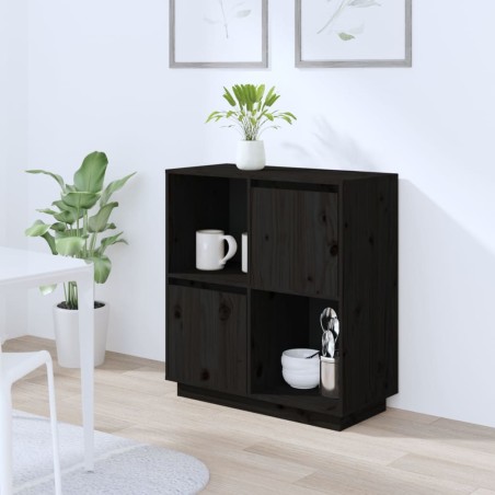 vidaXL Aparador de madera maciza de pino negro 74x35x80 cm 