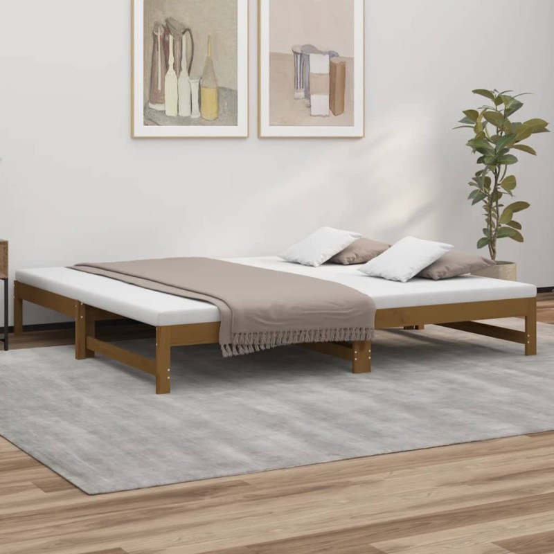 vidaXL Sofá cama extraíble madera maciza de pino marrón 2x(90x200) cm vidaXL Sofá cama extraíble madera maciza de pino marrón 2x(90x200) cm
