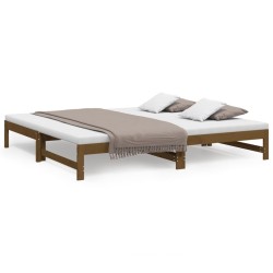 vidaXL Sofá cama extraíble madera maciza de pino marrón 2x(90x200) cm