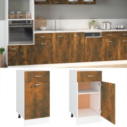 vidaXL Armario bajo de cocina madera ingeniería roble ahumado
