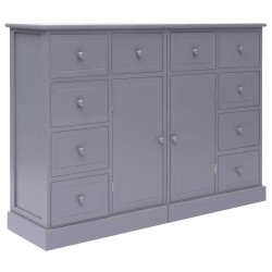 vidaXL Aparador con 10 cajones madera gris 113x30x79 cm