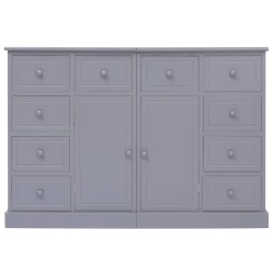 vidaXL Aparador con 10 cajones madera gris 113x30x79 cm