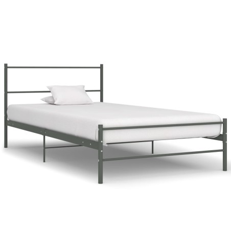 vidaXL Estructura de cama de metal gris 100x200 cm