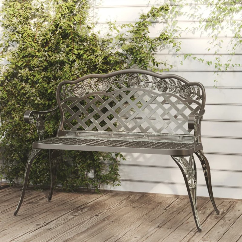 vidaXL Banco de jardín de aluminio fundido verde 108 cm vidaXL Banco de jardín de aluminio fundido verde 108 cm