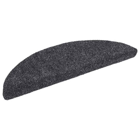 vidaXL Alfombrilla escaleras 15ud tela punzonada gris oscuro 56x17x3cm