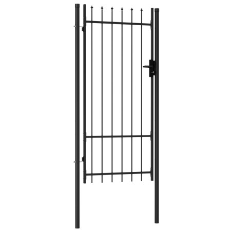 vidaXL Cancela de valla con una puerta y puntas acero negro 1x2 m