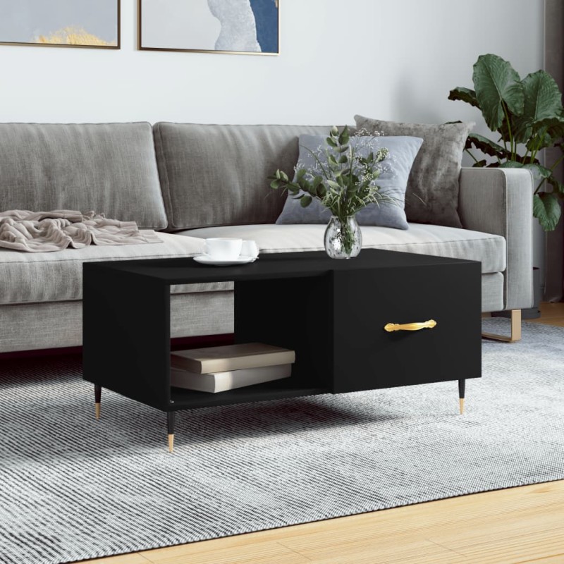 vidaXL Mesa de centro madera contrachapada negro 90x50x40 cm vidaXL Mesa de centro madera contrachapada negro 90x50x40 cm
