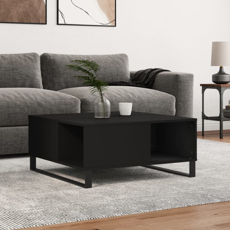 vidaXL Mesa de centro madera contrachapada negro 80x80x36,5 cm vidaXL Mesa de centro madera contrachapada negro 80x80x36,5 cm