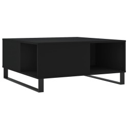 vidaXL Mesa de centro madera contrachapada negro 80x80x36,5 cm