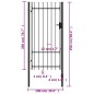 vidaXL Cancela de valla con una puerta y puntas acero negro 1x2 m vidaXL Cancela de valla con una puerta y puntas acero negro 1x2 m