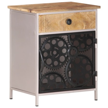 vidaXL Mesita de noche de madera de mango rugosa 40x30x50 cm 