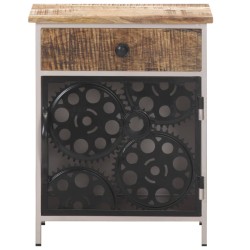 vidaXL Mesita de noche de madera de mango rugosa 40x30x50 cm 