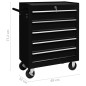 vidaXL Carrito caja de herramientas 5 cajones negro vidaXL Carrito caja de herramientas 5 cajones negro